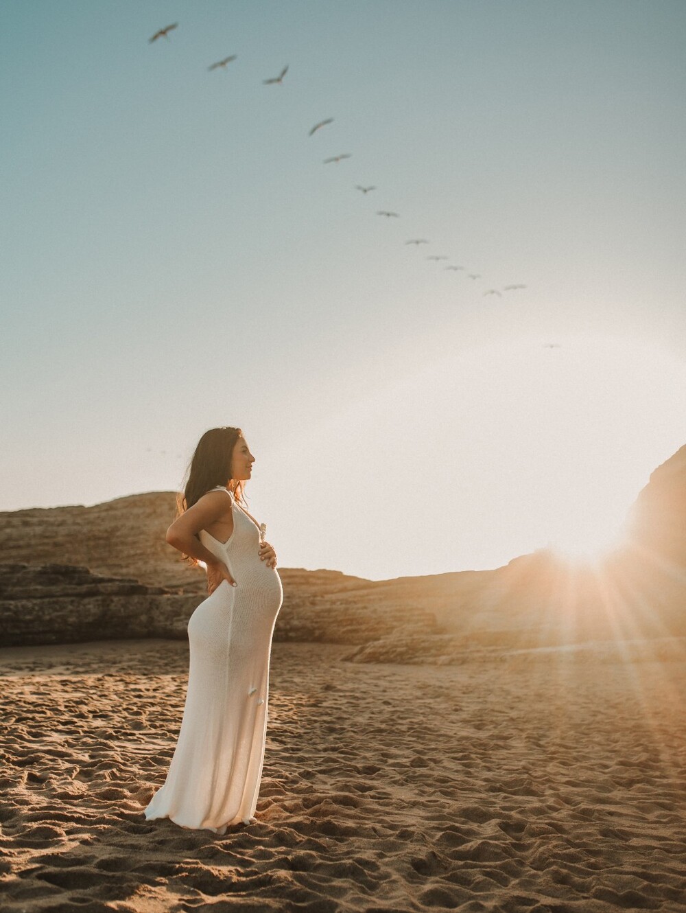 Elegant White Maxi Dress with Floral Appliqués - Picture 4 of 14